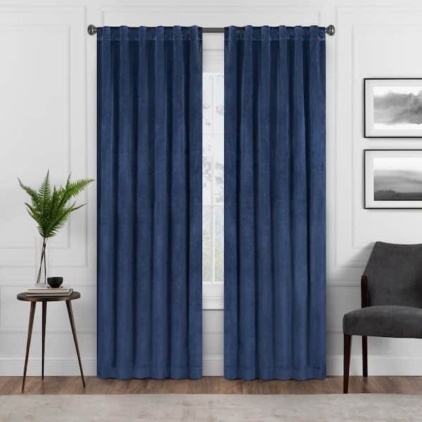 Harper Thermalayer Navy Polyester Solid 50 in. W x 63 in. L Lined Noise Cancelling Rod Pocket Blackout Curtain