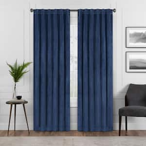 Harper Thermalayer Navy Polyester Solid 50 in. W x 84 in. L Lined Noise Cancelling Rod Pocket Blackout Curtain