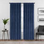 Harper Thermalayer Navy Solid Polyester 50 in. W x 95 in. L 100% Blackout Single Rod Pocket Back Tab Curtain Panel