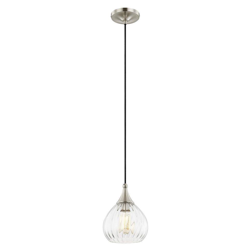 Contemporary Brushed Nickel 1-Light Mini Pendant with Clear Glass