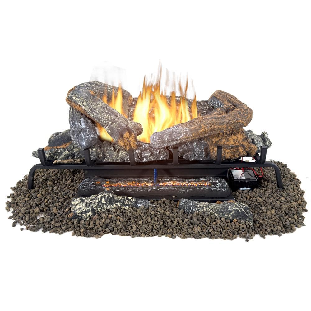 Valley Oak 30 in. Vent-Free Dual Fuel Gas Fireplace Logs with Remote