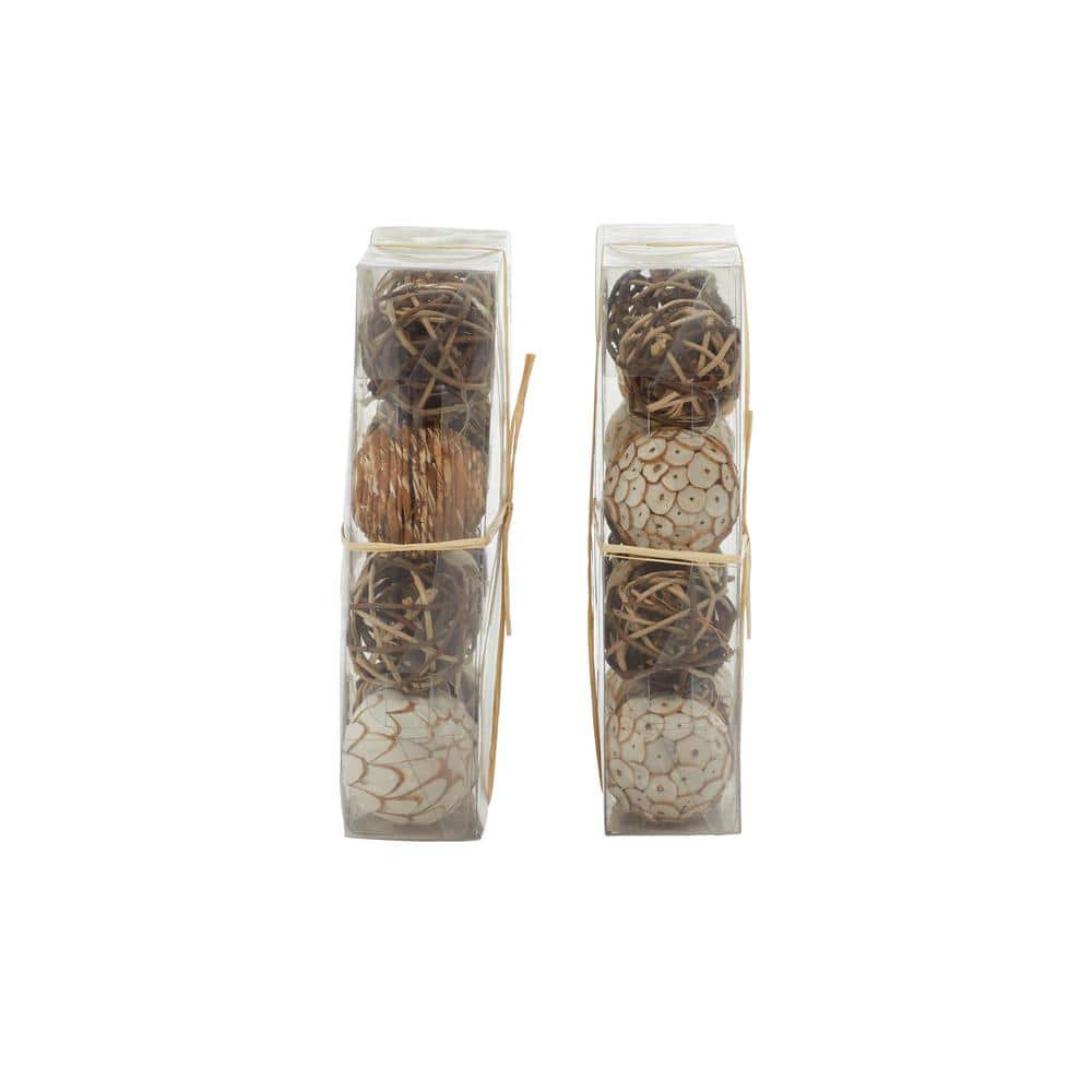 Brown and White Dried Plant Orbs Vase Filler Set