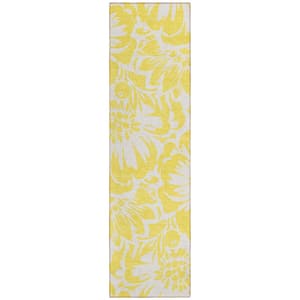 Chantille ACN551 Yellow 2 ft. 3 in. x 7 ft. 6 in. Machine Washable Indoor/Outdoor Geometric Runner Rug