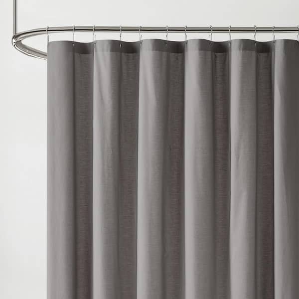 Solid Cotton Percale Grey 72 in. W x 72 in. L Shower Curtain