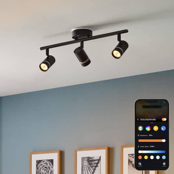 Hampton Bay Boedy 2 ft. 3-Light Smart Matte Black Integrated