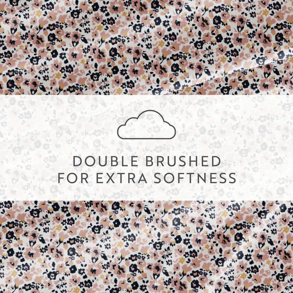 Mauve Floral Queen Microfiber Kids Unisex Sheet Set