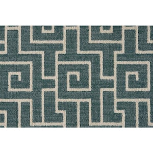 Labyrinth Teal Custom Area Rug with Pad