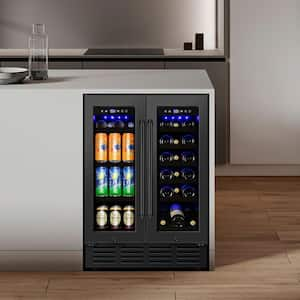 23.42 in. Dual Zone 18-Wine Bottles and 68-Cans Beverage and Wine Cooler in Black with Smart Digital Control and Locks