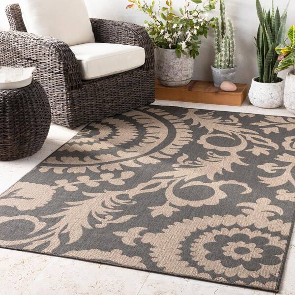 Big Pine Black 2 ft. x 12 ft. Indoor/Outdoor Patio Runner Rug