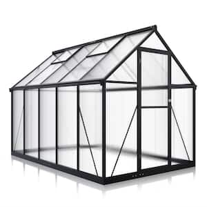 6 ft. W x 9 ft. D Greenhouse for Outdoors, Polycarbonate Greenhouse with Quick Setup Structure and Roof Vent, Black