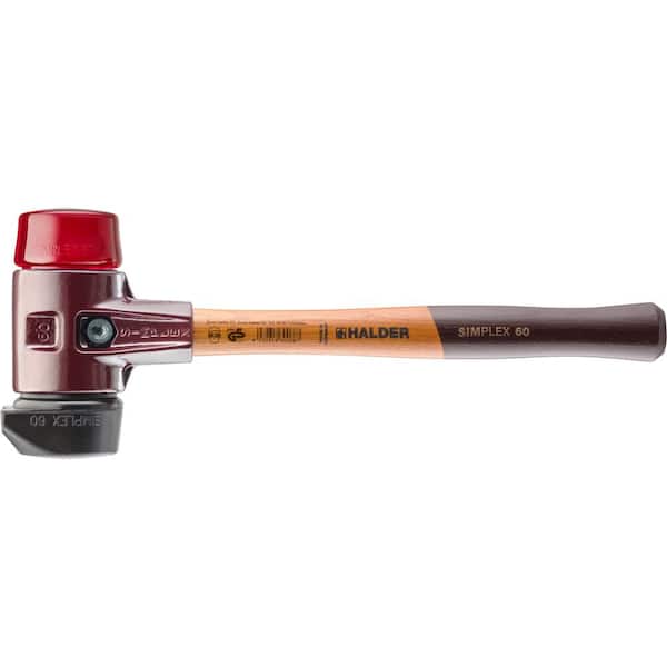 Halder 3.5 lbs. Simplex 60 Mallet with Red Plastic, STAND-UP Black Rubber Inserts