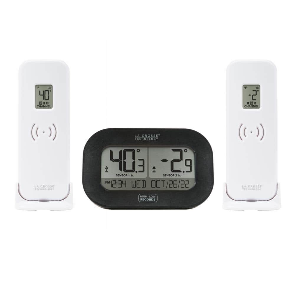 La Crosse Technology 308-43647-INT Digital Black Wireless Thermometer with  Indoor Humidity, LCD