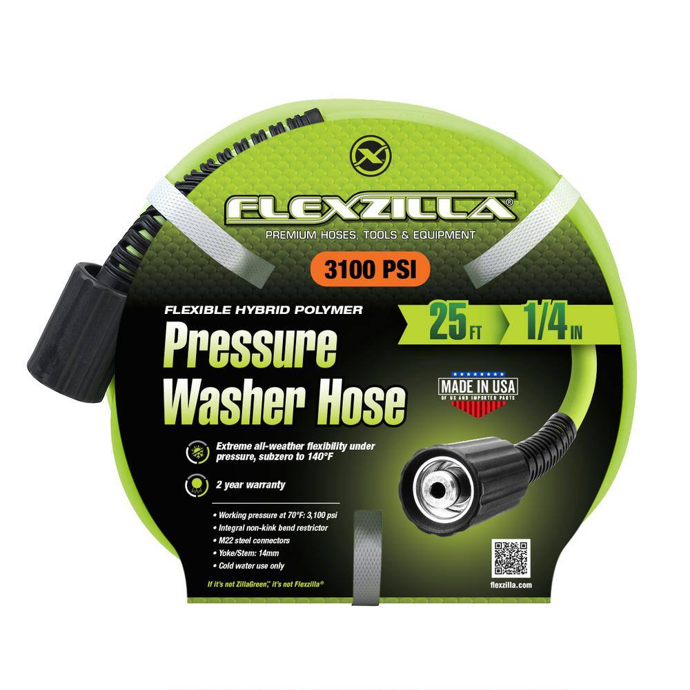 ZillaGreen 25' Flexible Hybrid Polymer Pressure Washer Hose