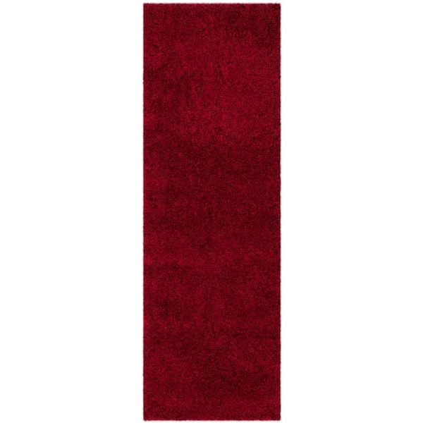 SAFAVIEH California Shag Red 2 ft. x 7 ft. Solid Runner Rug