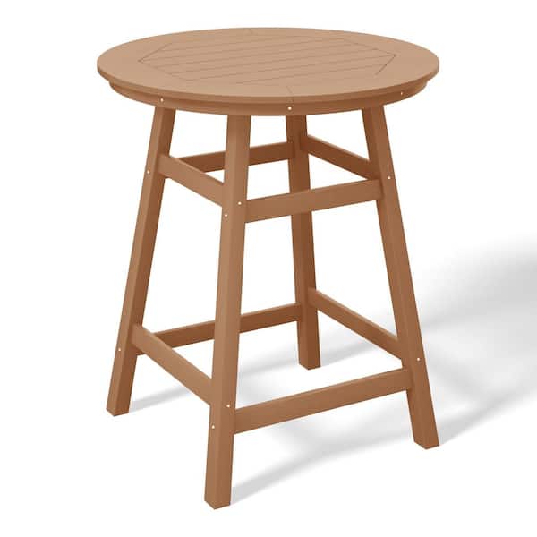 WESTIN OUTDOOR Laguna 35 in. Round HDPE Plastic All Weather Outdoor Patio Counter Height High Top Bistro Table in Teak