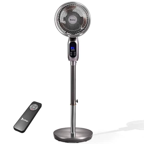 45 in. 3 Fan Speeds Floor Fan in Silver with 12H Timer
