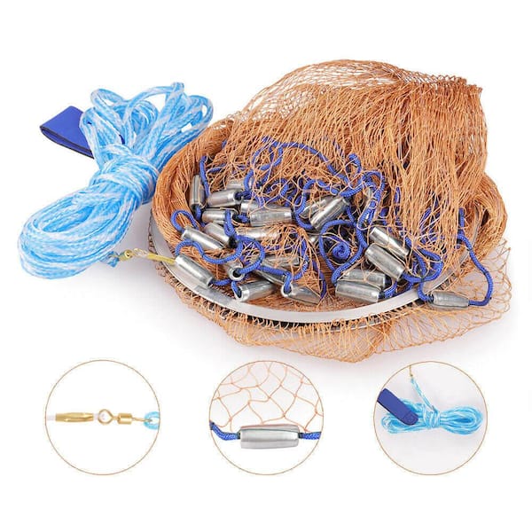 Hand Throw Fishing Net Portable Cast Net With Aluminum Rings Heavy