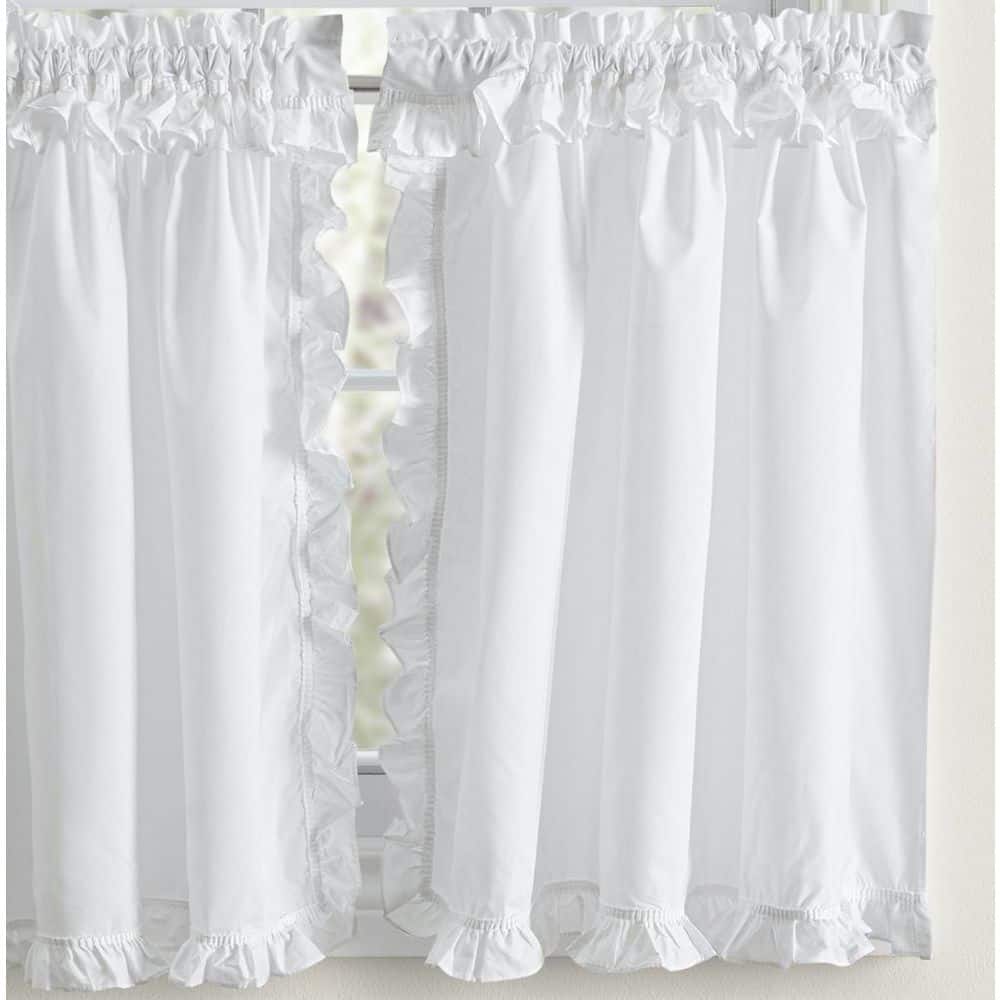 White Sheer Cotton Blend Rod Pocket Cafe Curtain