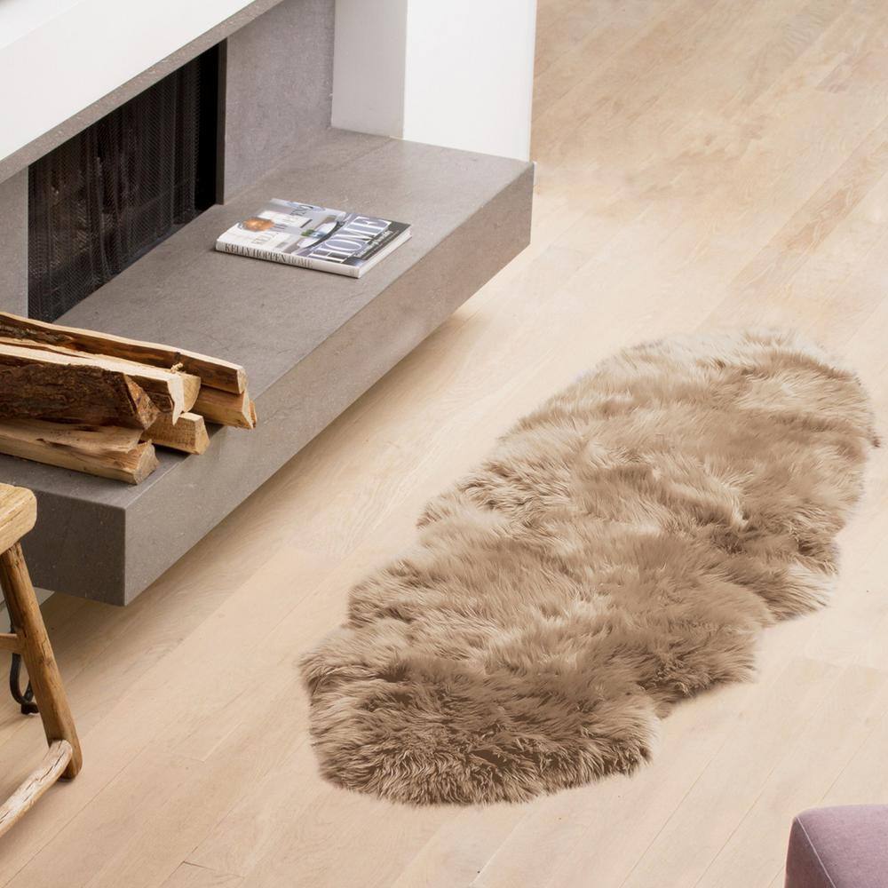 Handmade Luxe Blue Sheepskin Fur 72" x 24" Area Rug