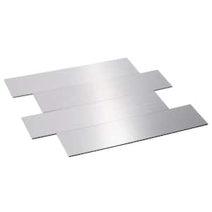 Long Individual Silver Aluminum 3 in. x 12 in. Metal Peel and Stick Tile (8 sq. ft./32-Pack)