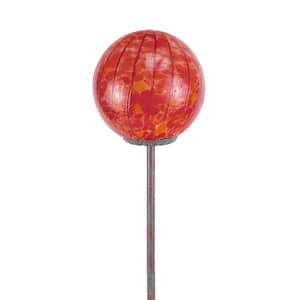 6 in. Round Lollipop KD Globe Stake Planter Accessory- Orange/Red