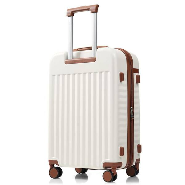 LIVACA 3-Piece White and Brown ABS Hardside Spinner Luggage Set