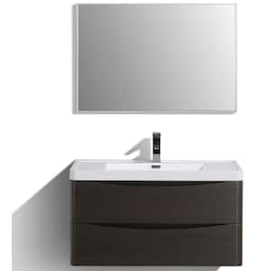 Smile 36 in. W x 20 in. D x 21 in. H Bathroom Vanity in Chesnut with White Acrylic Top with White Sink