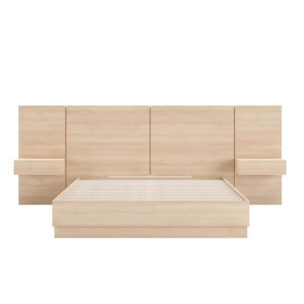 Milano 4-Piece Natural Blonde Oak Full Size Wood Bedroom Set