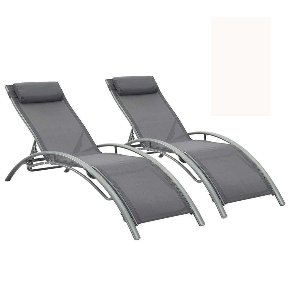 Reviews for Zeus & Ruta Gray Adjustable Outdoor Chaise Lounge Chairs