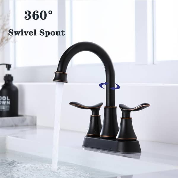 4 in.Centerset 2-Handle Bathroom Faucet, Bathroom Vanity Sink Faucets with Pop-up Drain Oil Rubbed Bronze