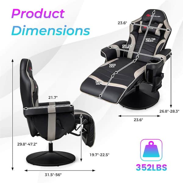 Costway Polyurethane Height Adjustable Swivel Gaming Chair