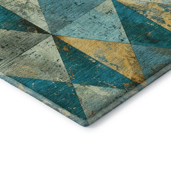 Mayfield Premium Machine Washable Abstract AMF1721 Teal 2 ft. x 3 ft. Area Rug