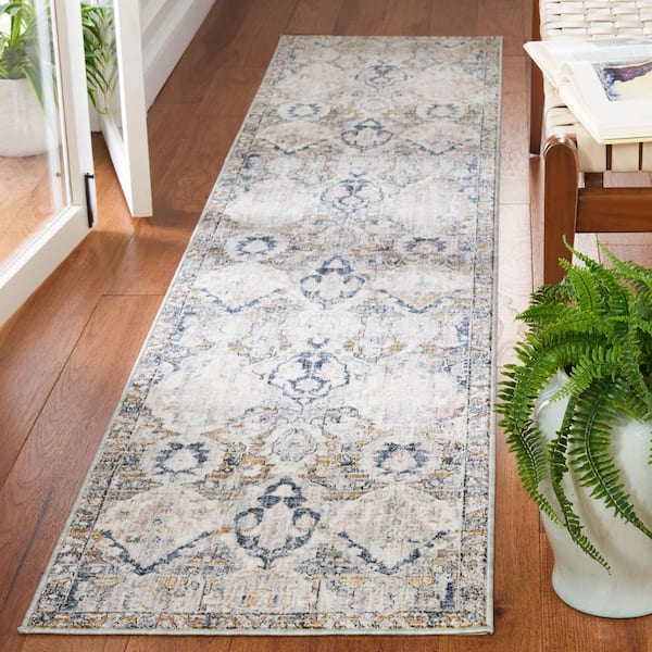 Moondust 2 ft. x 9 ft. Gray/Blue Distressed Spears Runner Rug