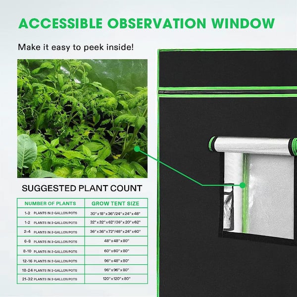 Vivosun 5 Ft L X 5 Ft L Roof Cube Indoor Grow Tent With Observation Window And Floor Tray X002a6y6oj The Home Depot