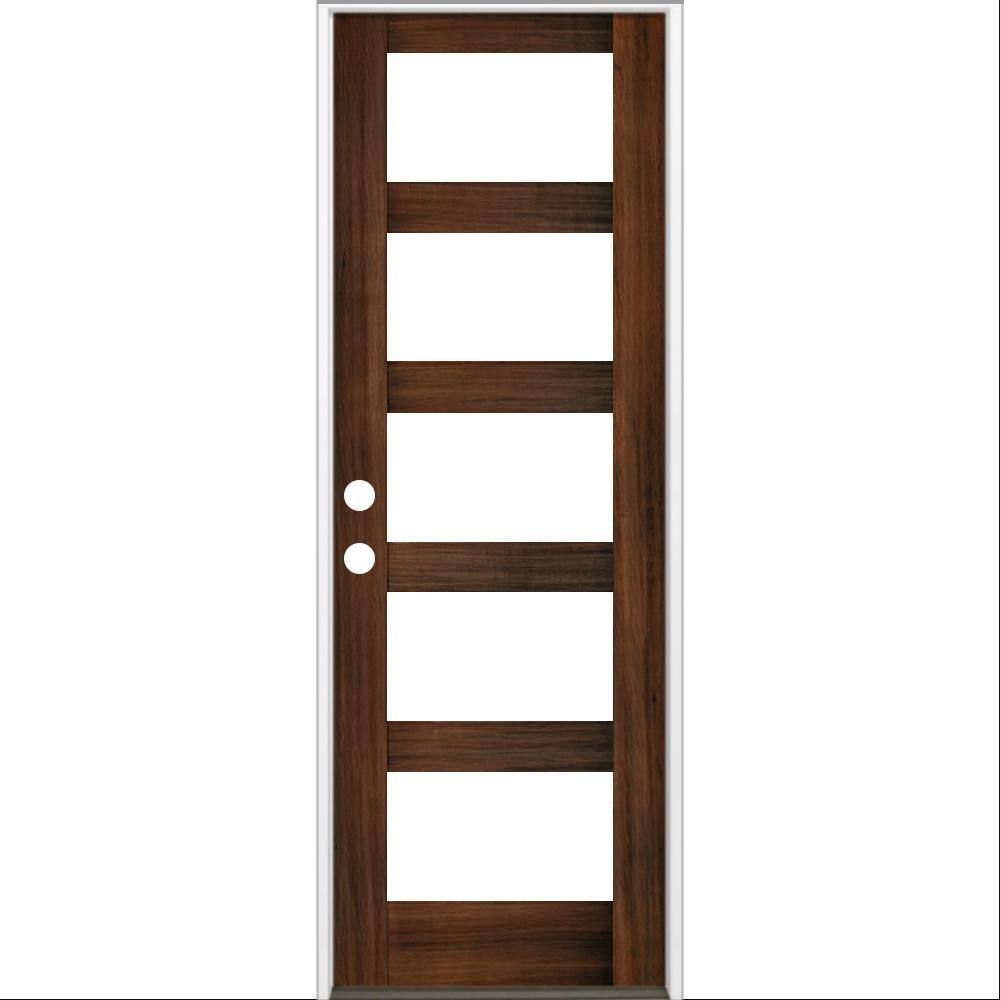 32 in. x 96 in. Modern Hemlock Right-Hand/Inswing 5-Lite Clear Glass Red Mahogany Stain Wood Prehung Front Door price history on PriceWatchPro