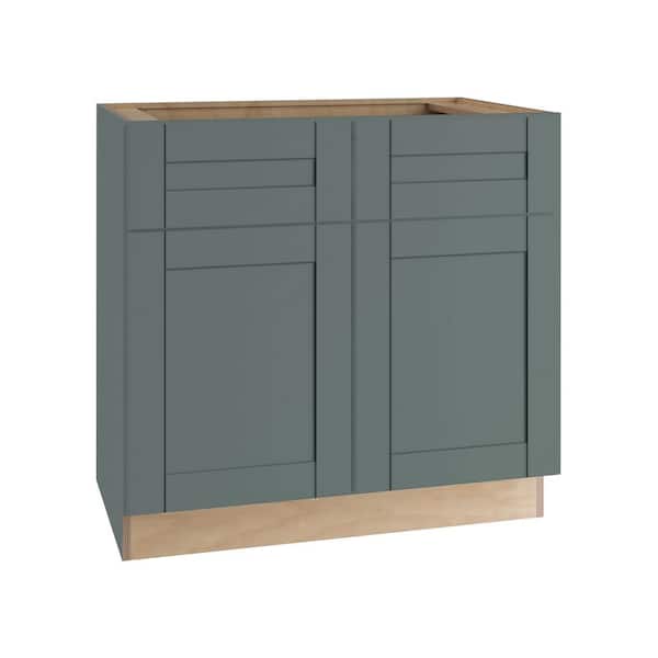 Home Decorators Collection Washington 33 in. W x 21 in. D x 34.5 in. H Assembled Plywood Vanity Sink Base Kitchen Cabinet in Green with Soft Close