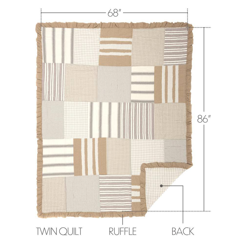 Grace Twin Cotton Patchwork Quilt in Neutral Tones