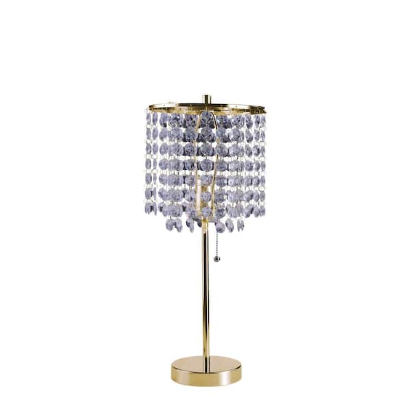 Sunpez 19 in. H Gold Crystal Table Lamp, E27, Bulb Not Included