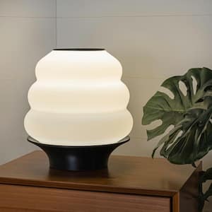 Honey Pot 12 in. White/Black Minimalist Classic Plant-Based PLA 3D Printed Dimmable LED Table Lamp
