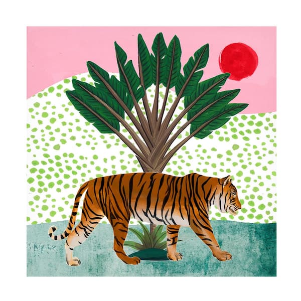 Trademark Fine Art "Tiger at Sunrise I" by Melissa Wang Hidden Floater Frame Animal Art Print 35 in. x 35 in.