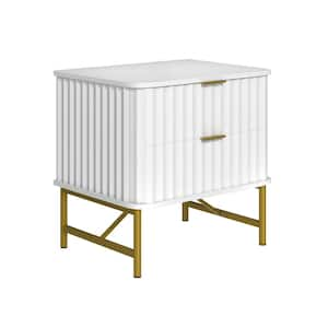 2-Drawer 15.75 in. W x 19.69 in. H x 18.9 in. D Nightstand Bedroom Storage Cabinet White