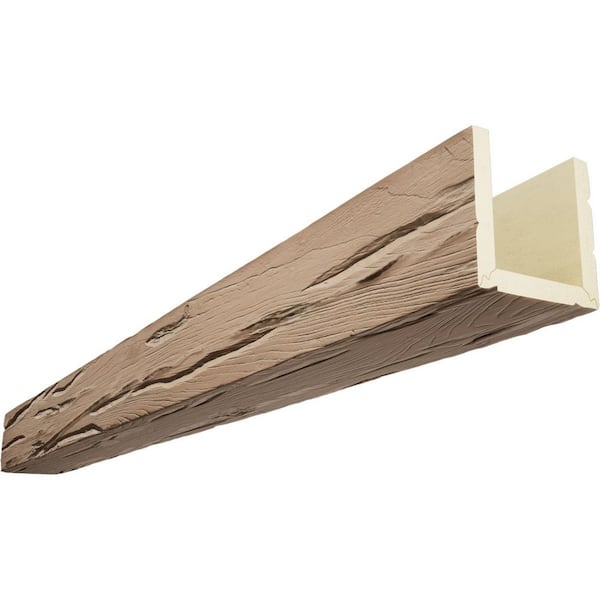 Ekena Millwork Endurathane 4 in. H x 4 in. W x 10 ft. L Riverwood Oatmeal Faux Wood Beam