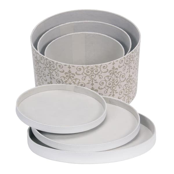 Pearl White Nested Boxes, Large 3 Piece Set