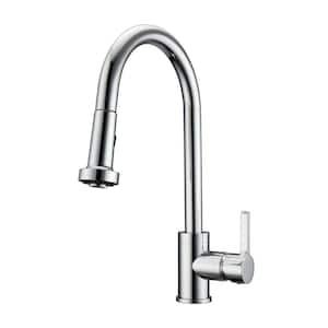 Fairchild Single Handle Deck Mount Gooseneck Pull Down Spray Kitchen Faucet with Lever Handle 1 in Polished Chrome