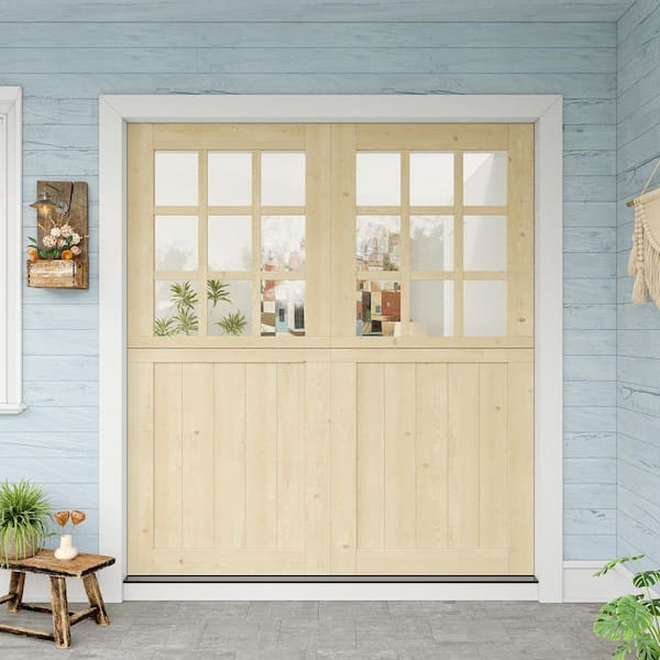 72 in. x 80 in. Solid Pine Universal 9 Lite Clear Glass Unfinished Dutch Door Design Wood Front Door Slab