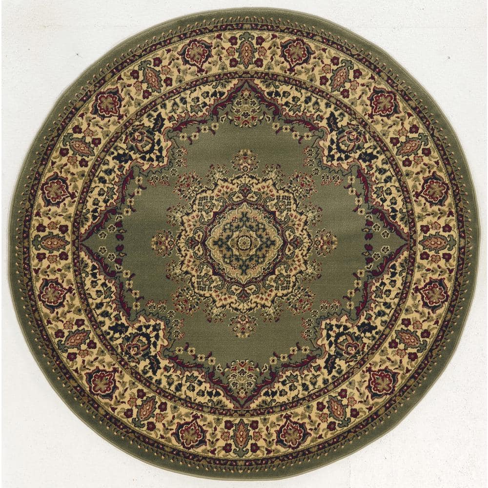 Castello Sage 5 ft. Round Traditional Oriental Medallion Area Rug