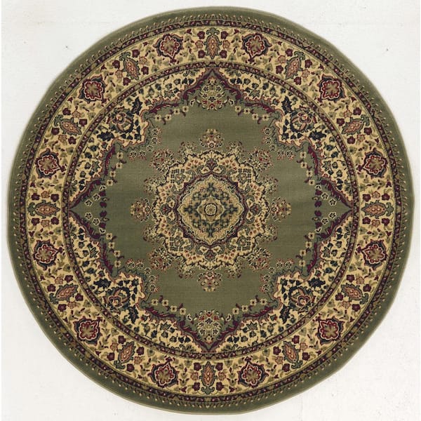 Unbranded Castello Sage 5 ft. Round Traditional Oriental Medallion Area Rug