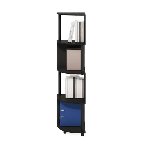 Furinno Econ 57.72 in. Tall Espresso/Black Wood 4-Shelf Zigzag
