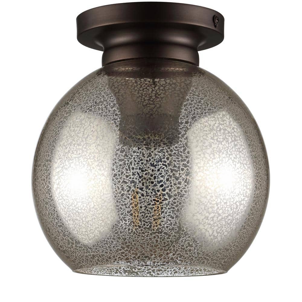 Mercury Silver Glass Dome LED Flush Mount Ceiling Light