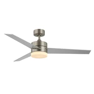 52 in. Integrated LED Brushed Nickel Indoor Modern Ceiling Fan with Lights and Remote Control, Contemporary Ceiling Fan